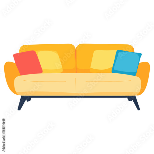 Sofa illustration furniture cushions vector