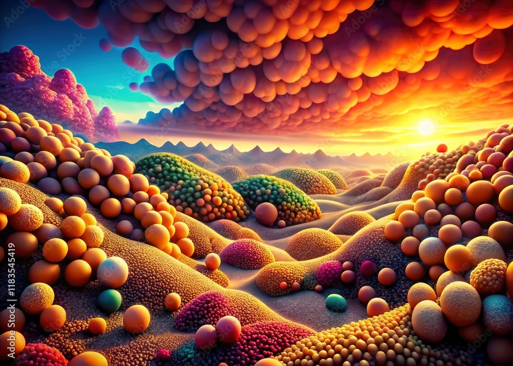Fototapeta premium Abstract soybean field, a dreamlike expanse of seeds on soil, nature's surreal art.