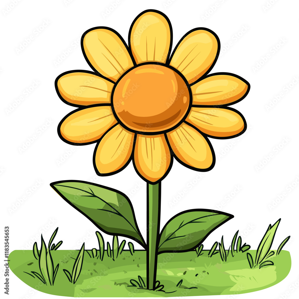 Playful and vibrant flat vector sunflower illustration cartoon vector Playful and vibrant flat vector sunflower illustration cartoon vector