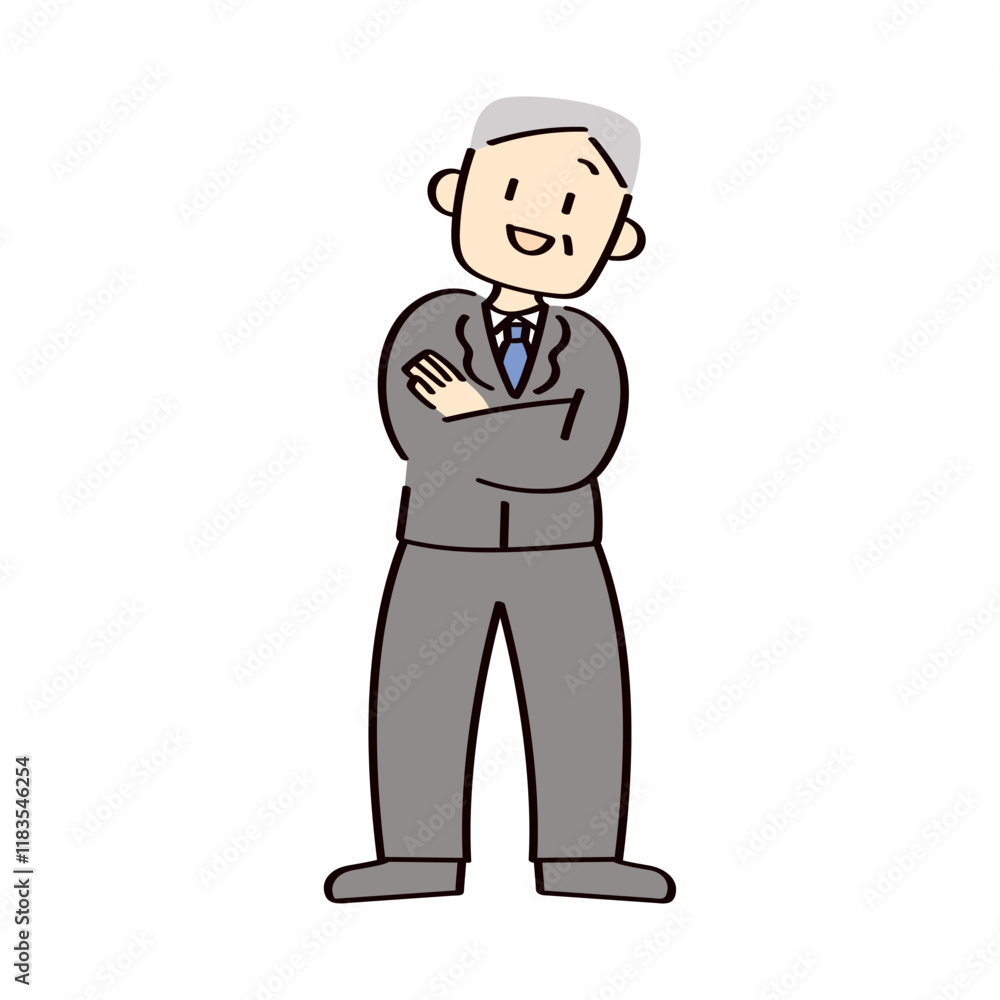 笑顔なスーツの男性のイラスト