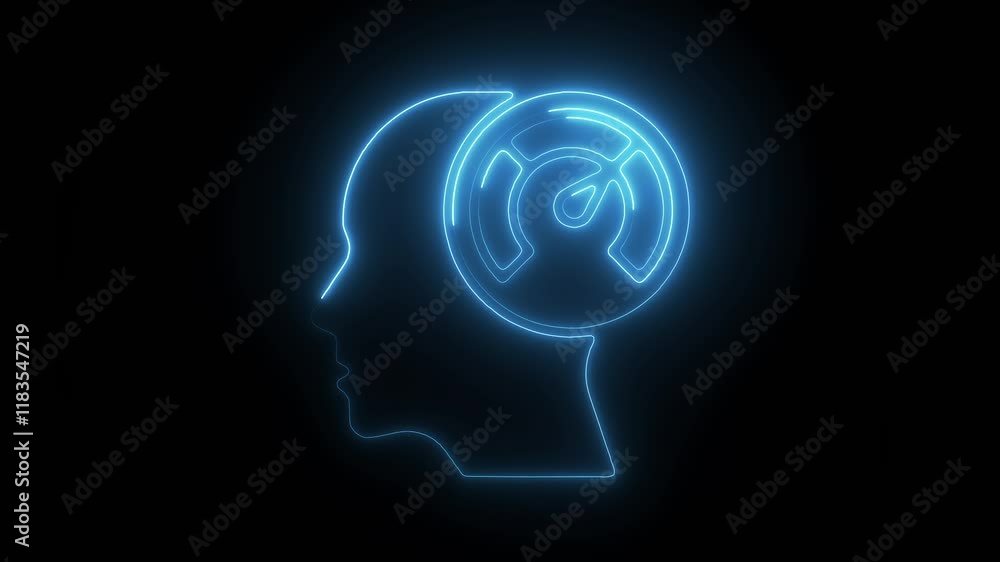 Glowing Neon Efficiency Icon Animation on Black Background, HD Motion Graphic Representing Productivity, Optimization, and Performance Glowing Neon Efficiency Icon Animation on Black Background, HD Motion Graphic Representing Productivity, Optimization, and Performance