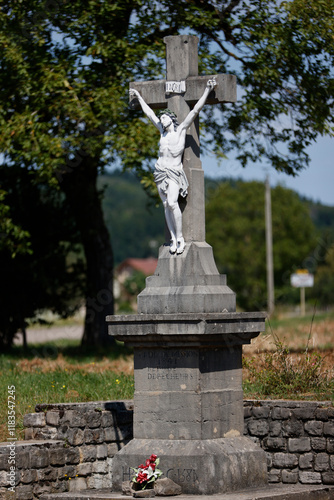 Calvary in the countryside.  jesus on the cross. photo