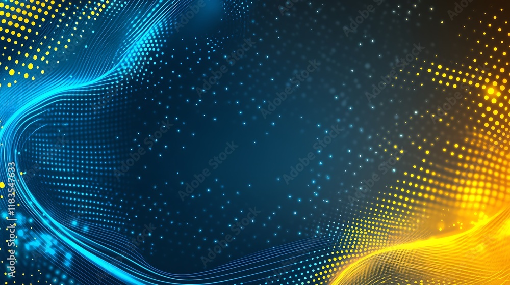 Abstract Blue And Yellow Digital Wave Design Abstract Blue And Yellow Digital Wave Design