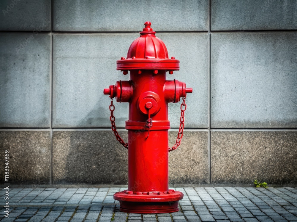A stark red fire hydrant. Minimalist photo. Clean, simple backdrop. Bold, impactful image. A stark red fire hydrant. Minimalist photo. Clean, simple backdrop. Bold, impactful image.
