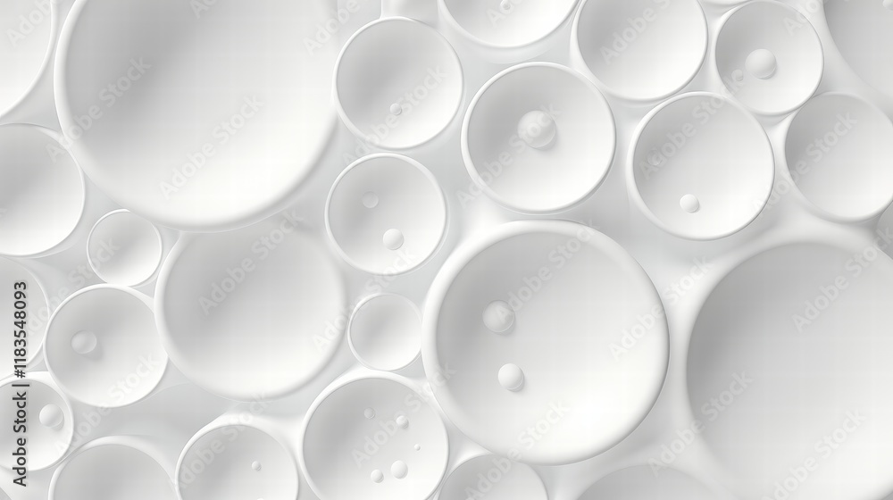 Abstract Background Featuring a Grid of White Circles in Varying Sizes with Soft Texture and Smooth Surfaces for Modern Design Purposes Abstract Background Featuring a Grid of White Circles in Varying Sizes with Soft Texture and Smooth Surfaces for Modern Design Purposes