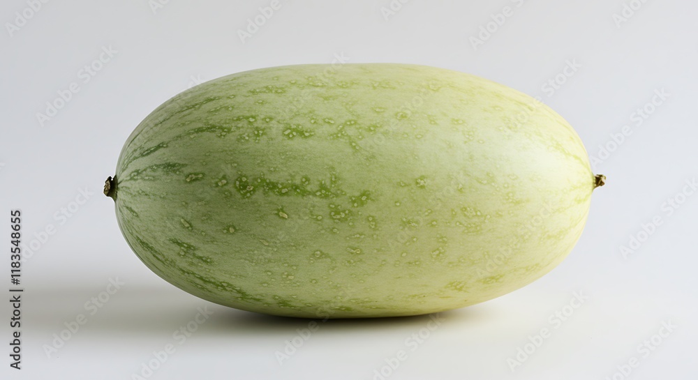 Fresh Green Calabash Gourd Oval Shaped Isolated Food Still Life Photography