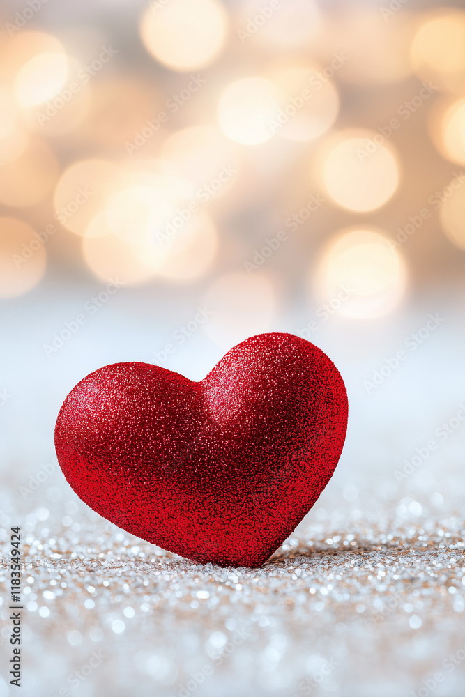 Fototapeta premium A red heart is sitting on a white surface