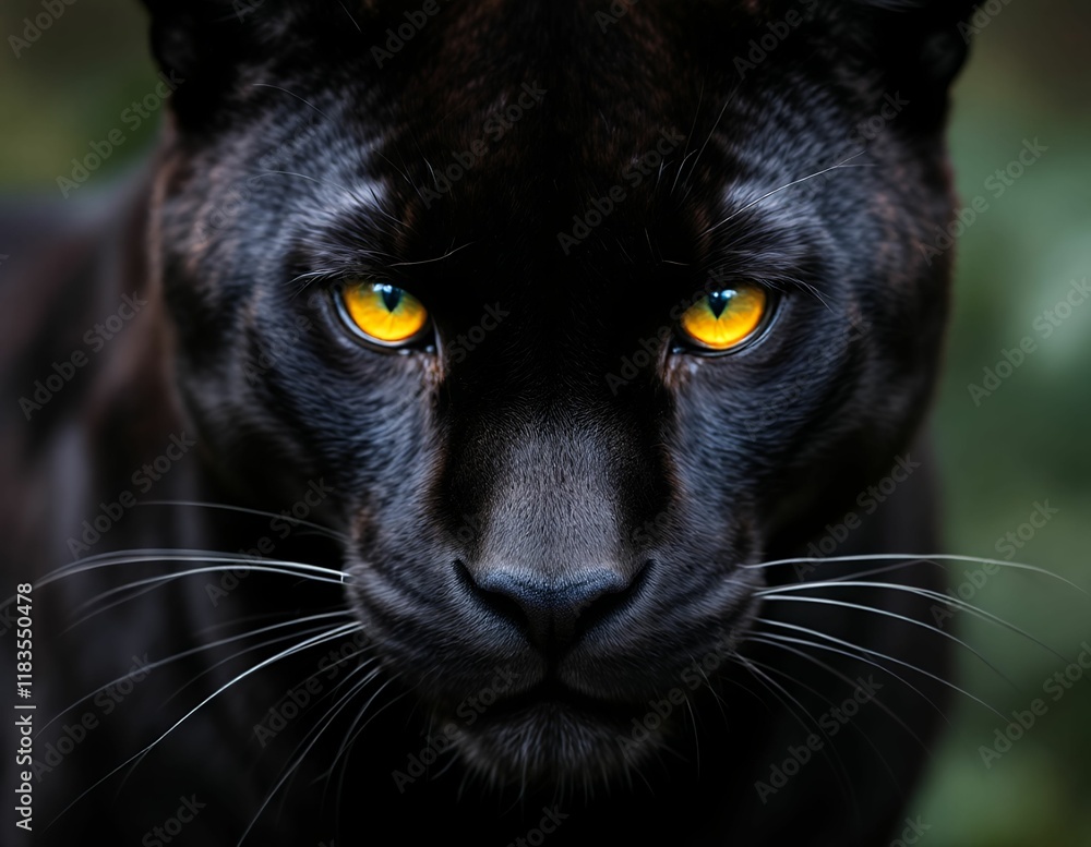 Majestic Black Panther: Intense Gaze, Dark Fur, Golden Eyes Majestic Black Panther: Intense Gaze, Dark Fur, Golden Eyes