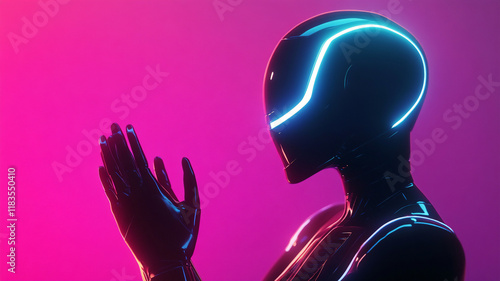 Vibrant character with futuristic design against a cinematic backdrop 