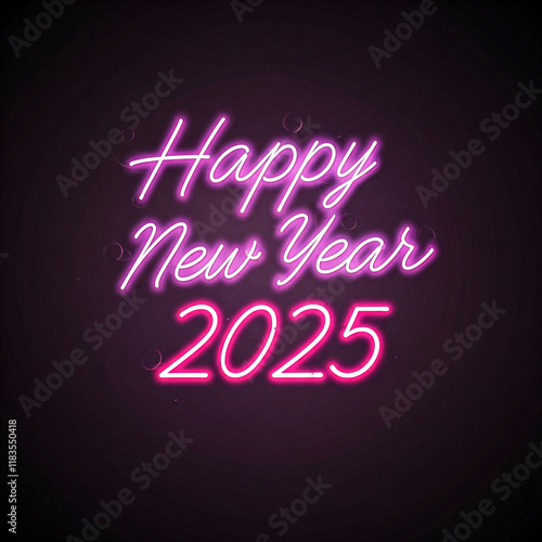 Neon text displaying Happy New Year 2021 against a dark background