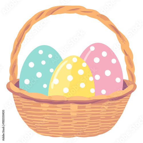 Basket eggs colorful easter vector