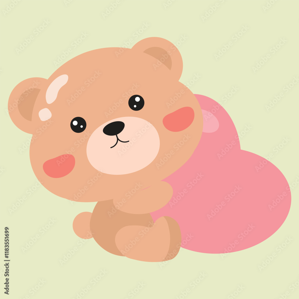 Cute Cartoon Bear Holding a Heart Cute Cartoon Bear Holding a Heart