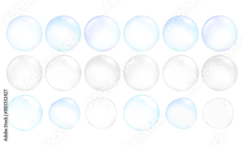 半透明の泡のイラスト バブル シャボン玉 水滴