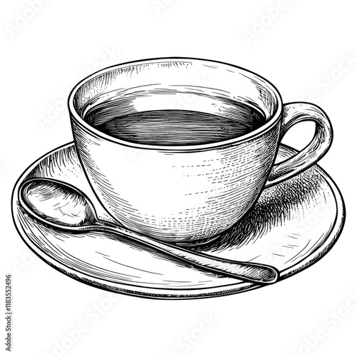 Hot tea coffee style black vector