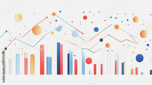 Abstract white background with Colorful charts and graphs with statistics to innovative analyze business potential and forecast future development of companies growth.