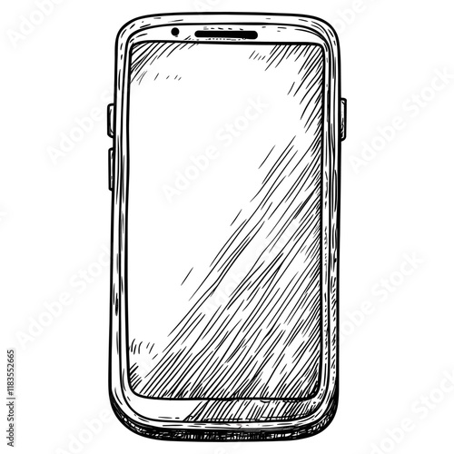 Smart phone drawing sketch black vector
