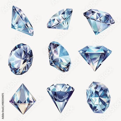 Diamond illustration vector set