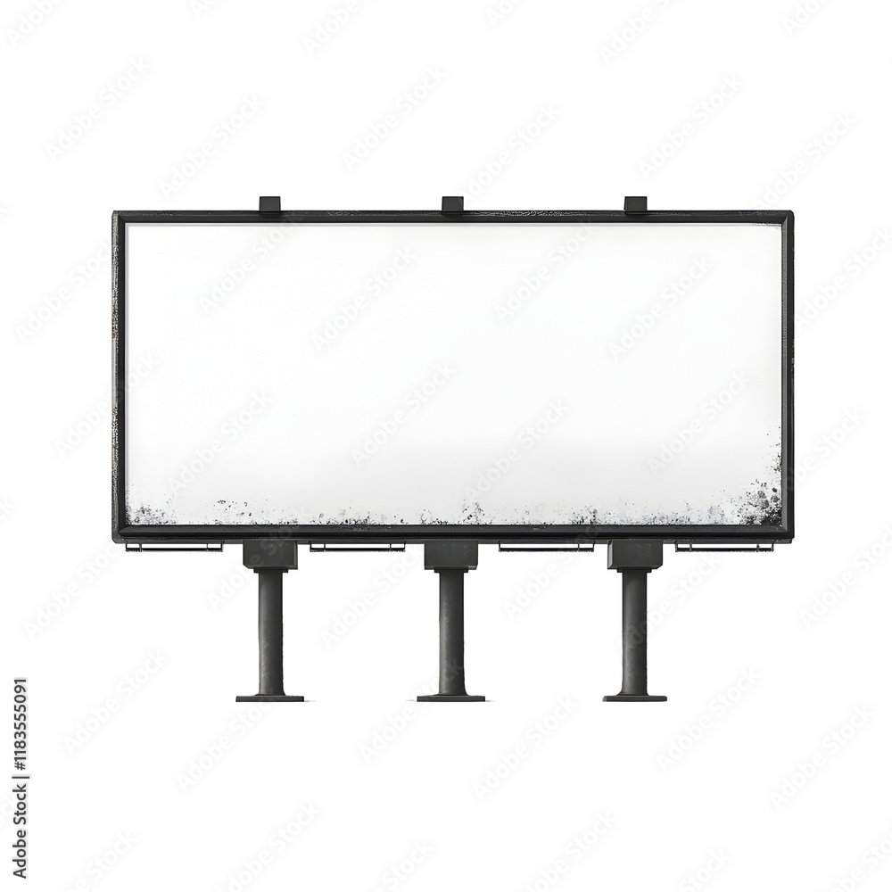 Blank Outdoor Advertising Billboard with Abstract Art Composition on White Background Blank Outdoor Advertising Billboard with Abstract Art Composition on White Background