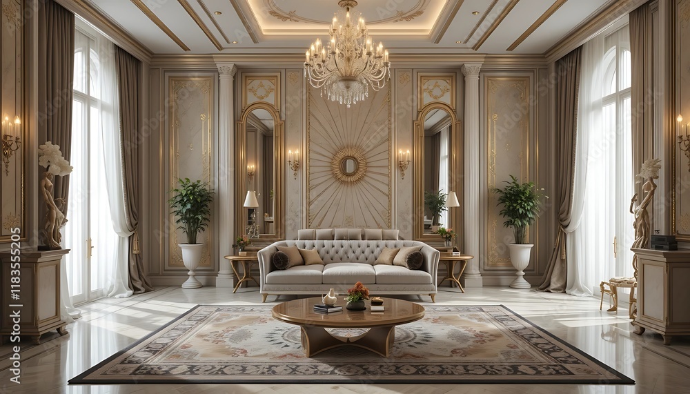 Obraz premium Elegant Living Room Decor Luxurious Classic Interior Design