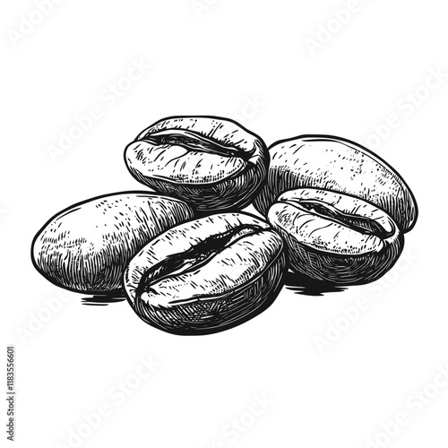 Coffee beans art sketch black vector