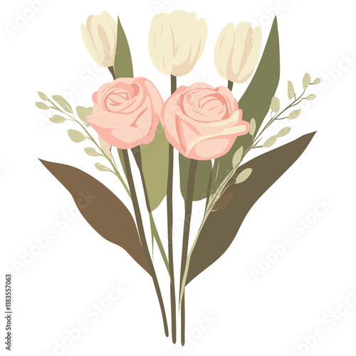 Pink roses bouquet illustration flowers arrangement vector
