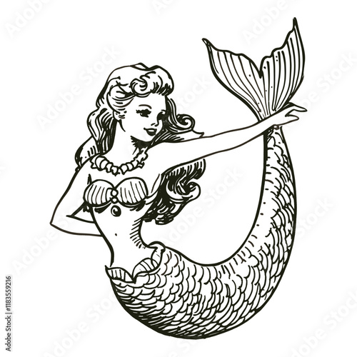 Mermaid sketch art illustration vector