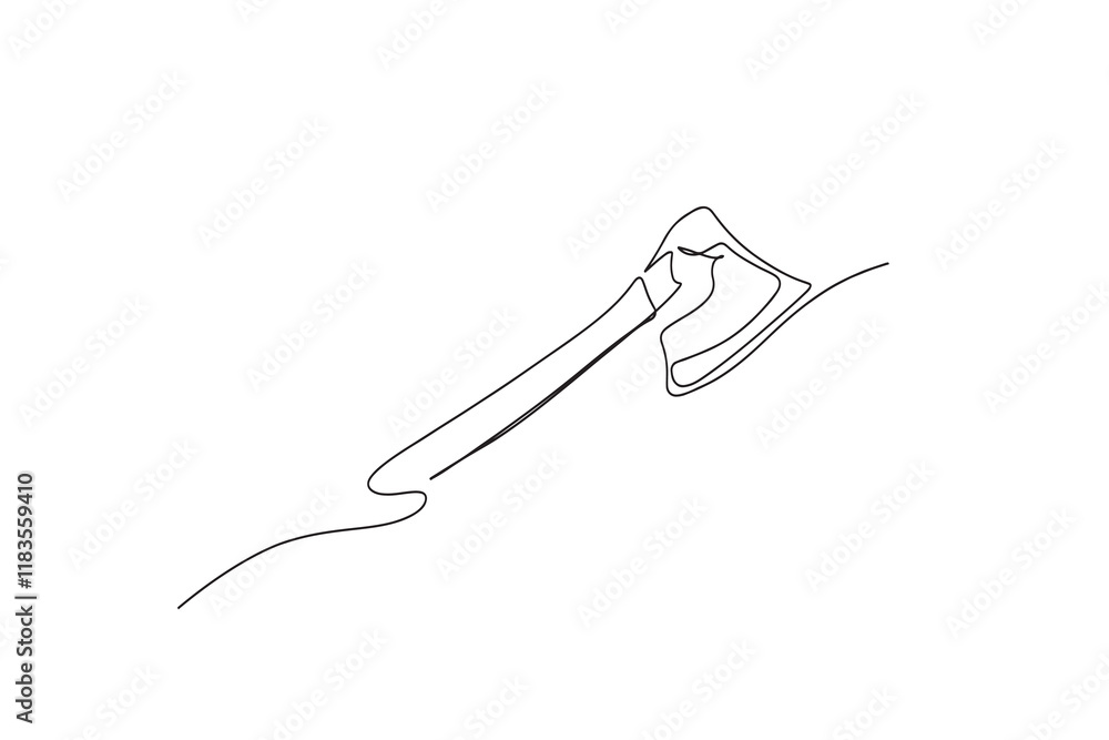 One continuous line ax .Single line of lumberjack concept. One continuous line ax .Single line of lumberjack concept.
