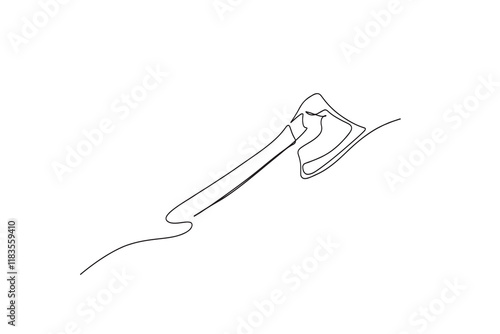 One continuous line ax .Single line of lumberjack concept.