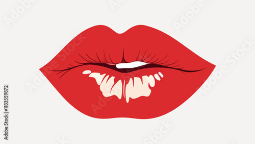 aesthetic of a lipstick kiss illustration vector