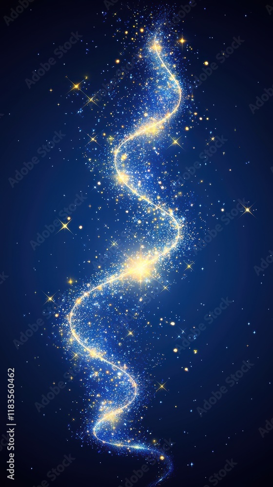 Obraz premium Cosmic elegance golden light particles on indigo canvas