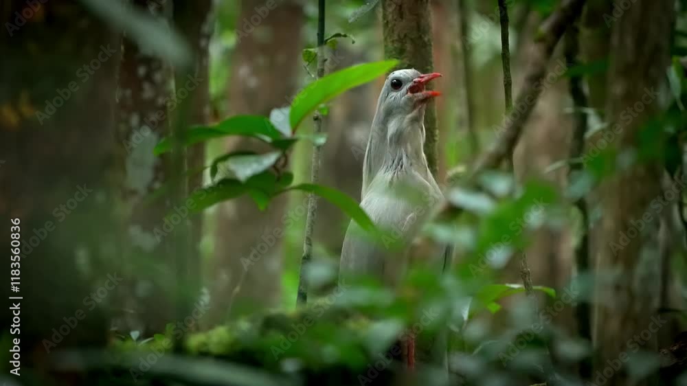 New Caledonia bird Kagu or Cagou, kavu or kagou - Rhynochetos jubatus crested long-legged bluish-grey bird endemic to mountain forests of New Caledonia, Rhynochetos in Rhynochetidae, almost flightless New Caledonia bird Kagu or Cagou, kavu or kagou - Rhynochetos jubatus crested long-legged bluish-grey bird endemic to mountain forests of New Caledonia, Rhynochetos in Rhynochetidae, almost flightless
