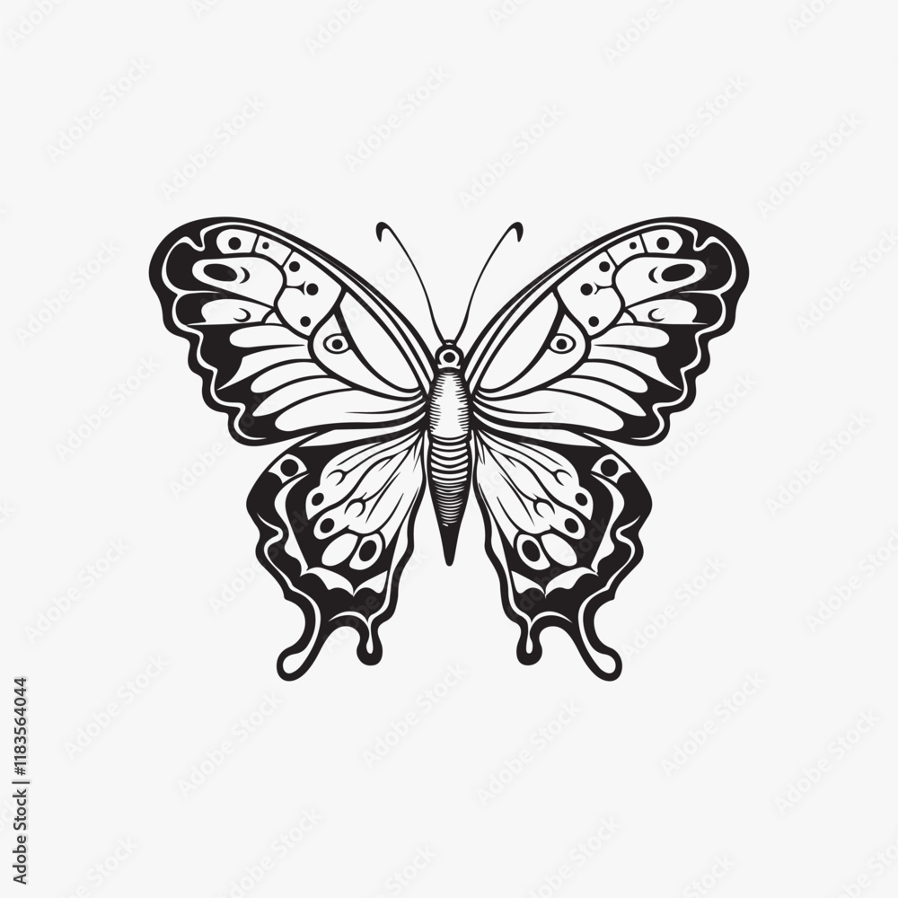 Butterfly flat old school illustration vector. Butterfly flat old school illustration vector.