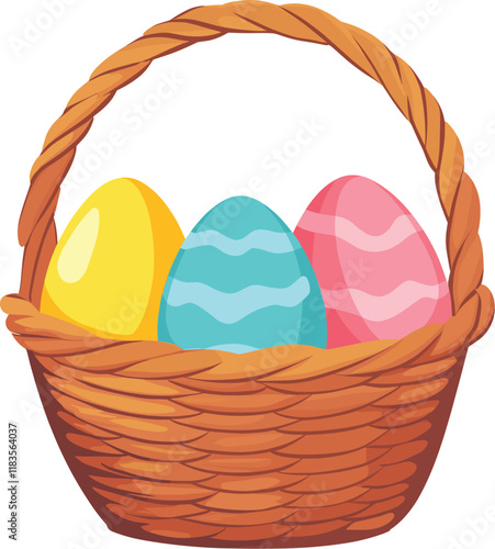 Egg in the basket eggs illustration colorful vector