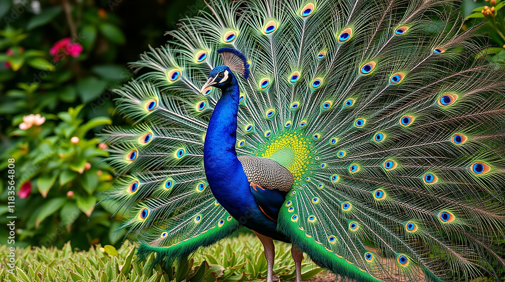 Obraz premium Peacock with Vibrant Feathers Out of Focus – Soft and Elegant Blur Effect