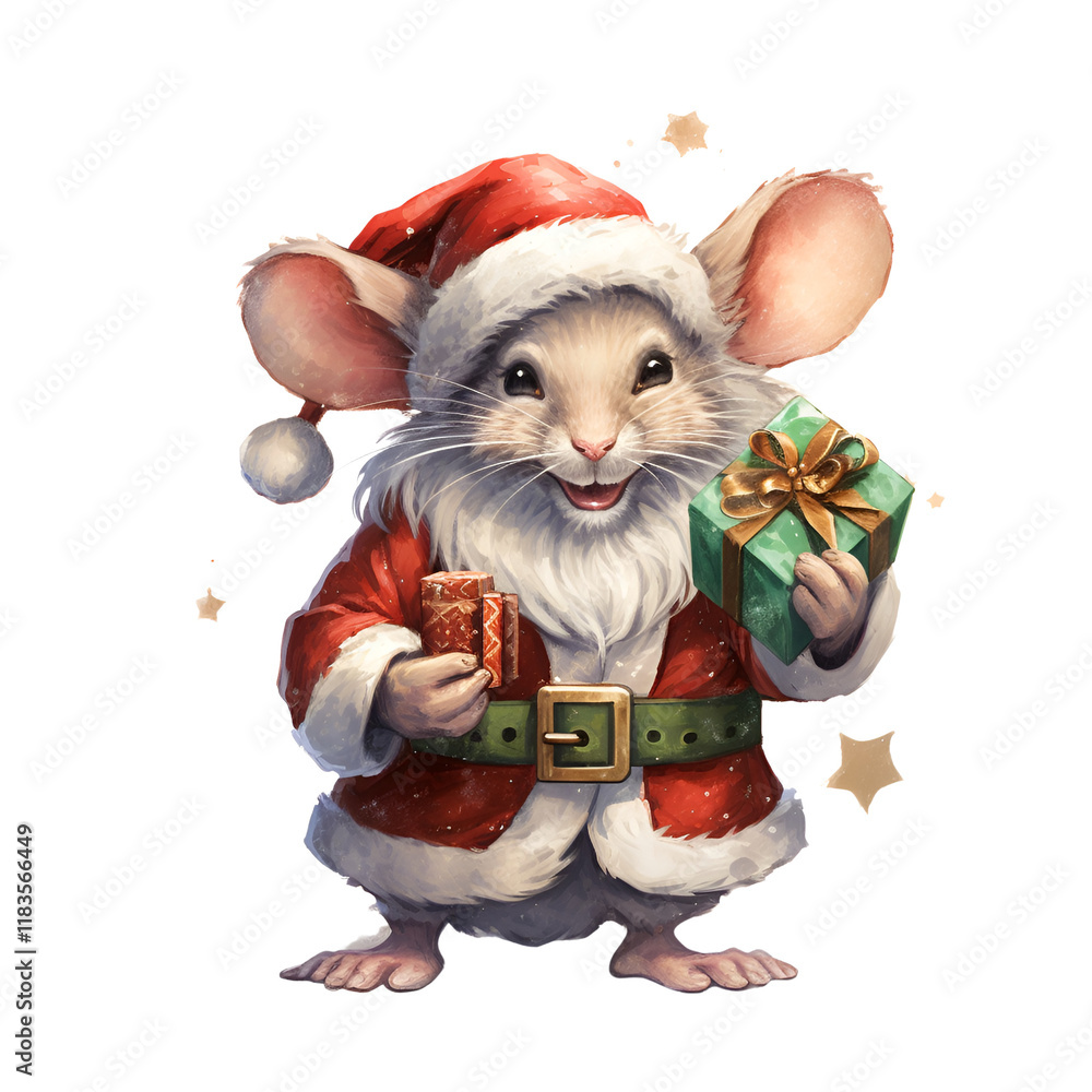 Funny Christmas Mouse Clipart Vector Illustration Funny Christmas Mouse Clipart Vector Illustration