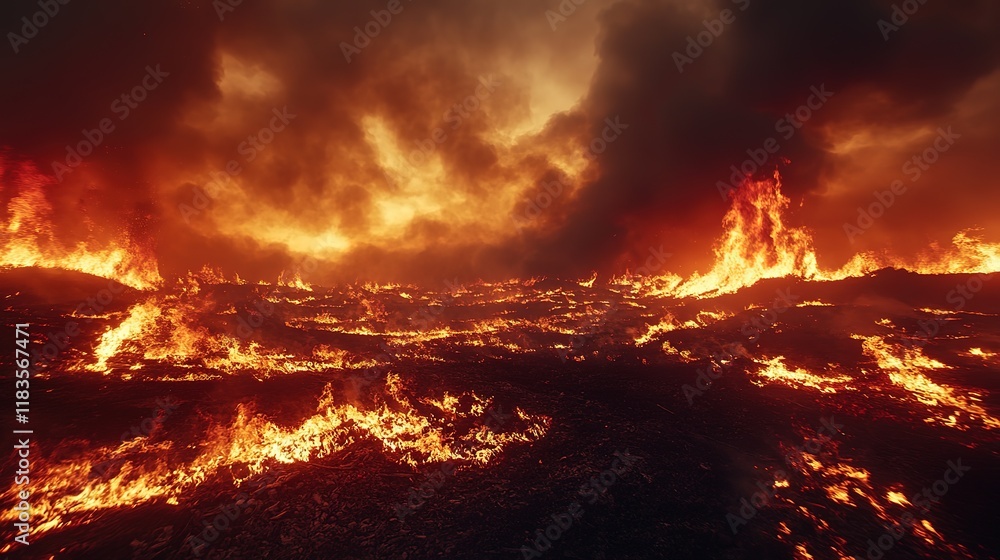 wildfire burning on farmland with fire and smoke wildfire burning on farmland with fire and smoke