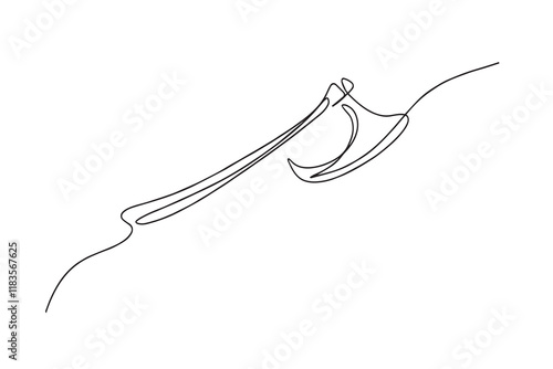 One continuous line ax .Single line of lumberjack concept.