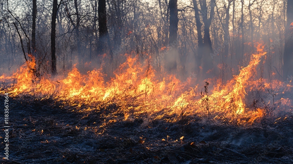 wildfire burning on farmland with fire and smoke wildfire burning on farmland with fire and smoke