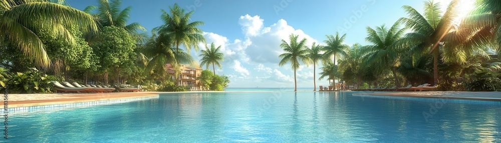 exotic tropical beach flat design front view paradise theme water color exotic tropical beach flat design front view paradise theme water color