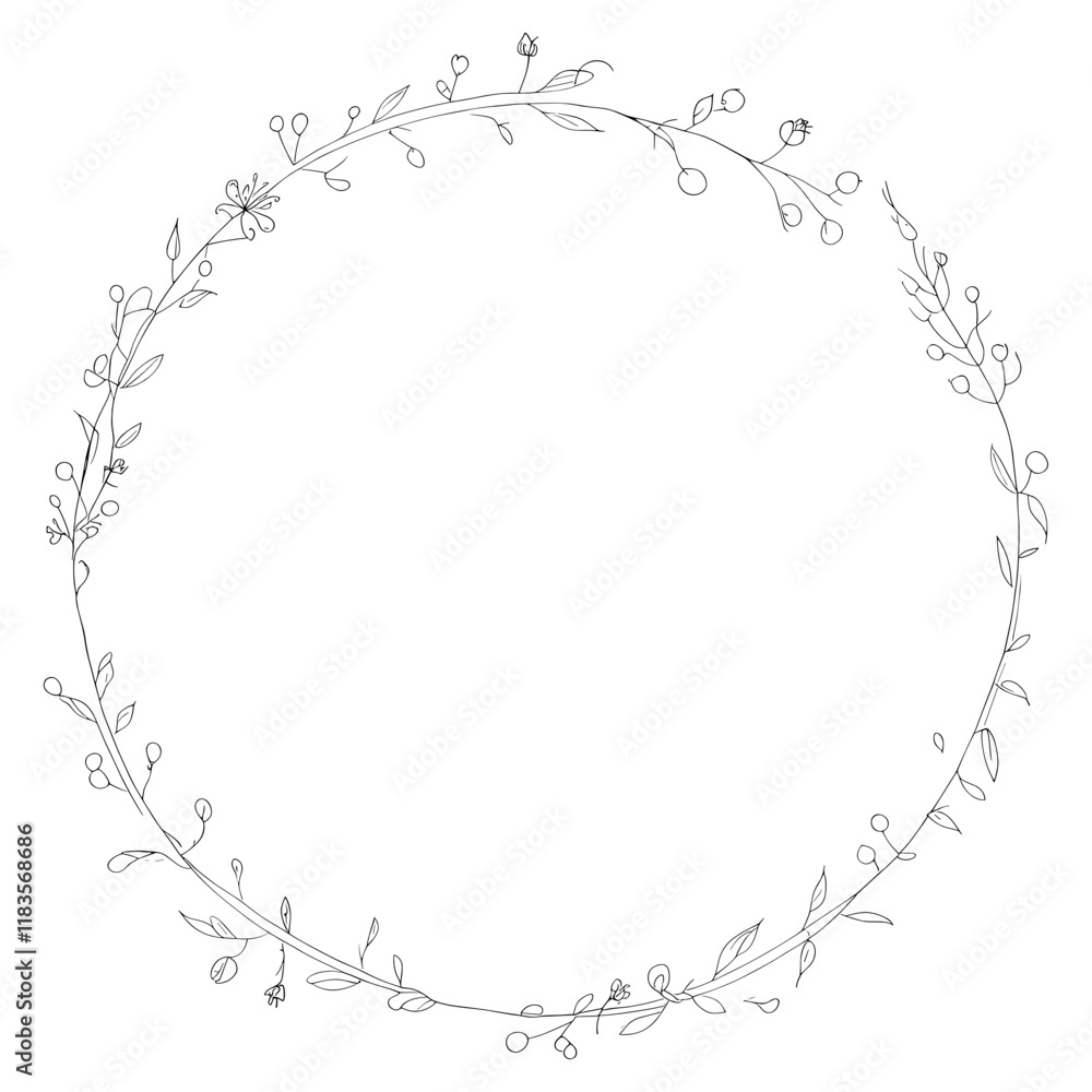 Botanical illustration circle art vector Botanical illustration circle art vector