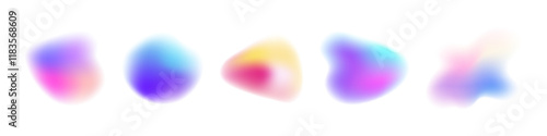 Soft organic shapes collection. Set of colorful liquid blurred gradient elements. Y2K minimalist design photo