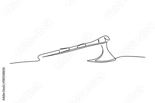 One continuous line ax .Single line of lumberjack concept.