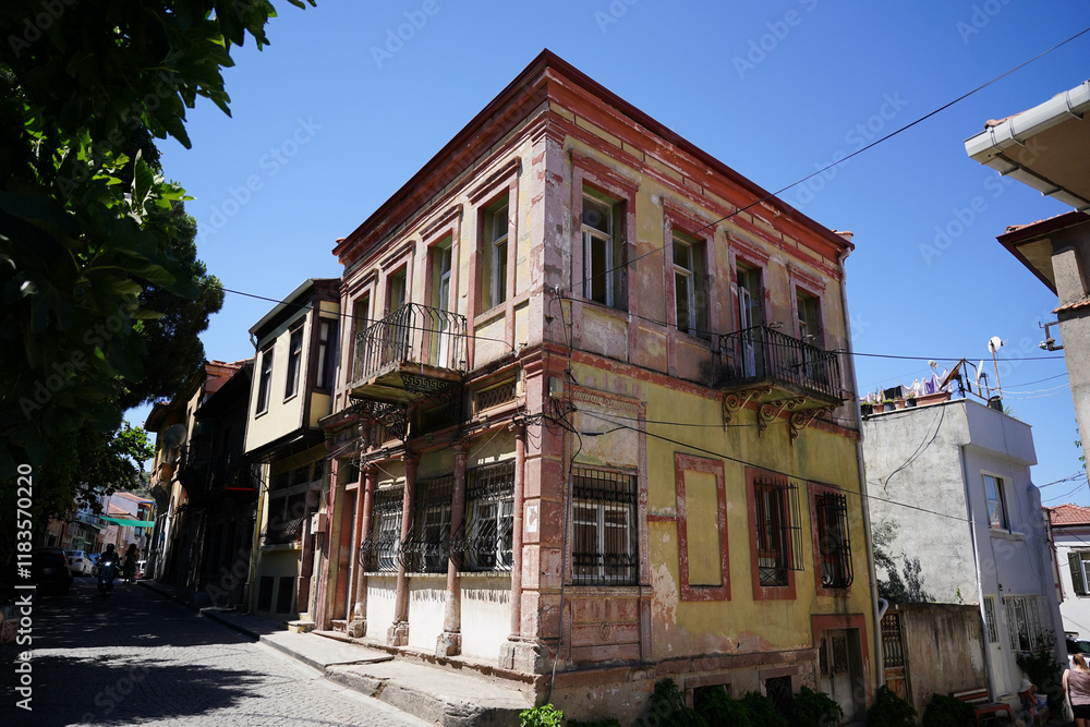 Naklejka premium Old Building in Ayvalik Town, Balikesir, Turkiye