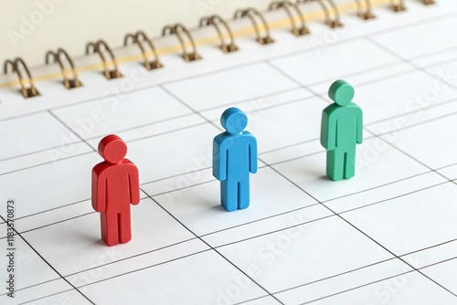people icon on calendar. Staff distribution and human resource allocation plan