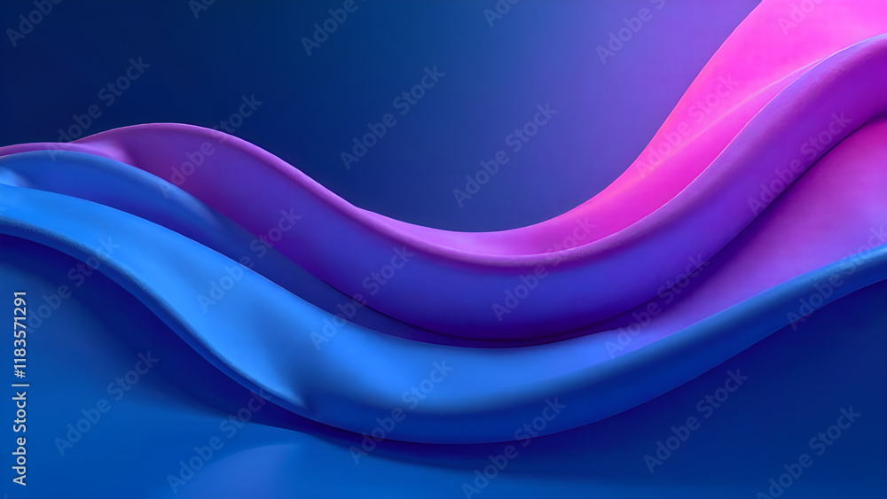 Abstract Background. A vibrant blue and purple wave gracefully flows across a deep blue background, creating an engaging visual experience