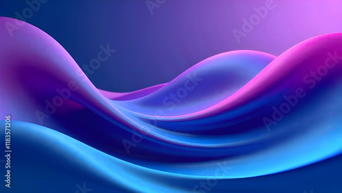 Abstract Background. A vibrant blue and purple wave gracefully flows across a deep blue background, creating an engaging visual experience
