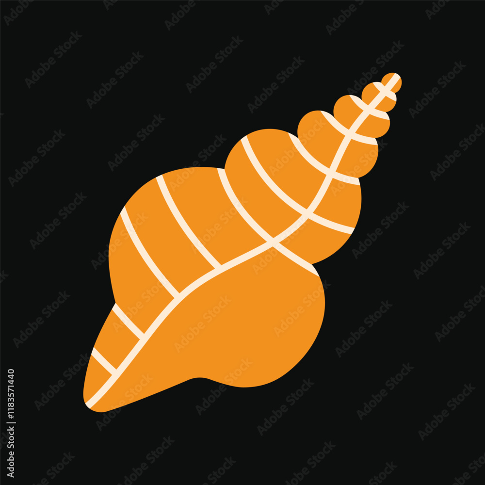 A vivid orange conch seashell decorated with white swirls flat vector illustration A vivid orange conch seashell decorated with white swirls flat vector illustration