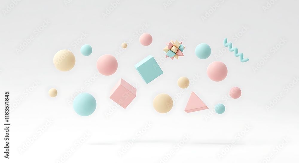 Pastel Shapes Abstract Background 3D Render of Geometric Forms Pastel Shapes Abstract Background 3D Render of Geometric Forms