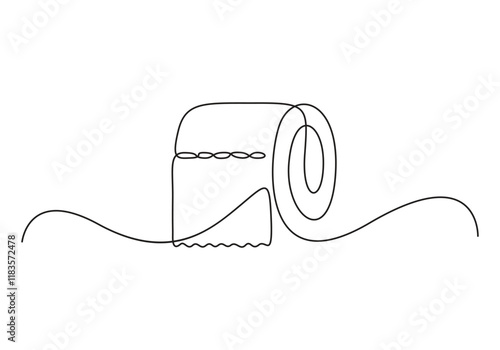 One continuous line drawing of toilet paper. Vector illustration