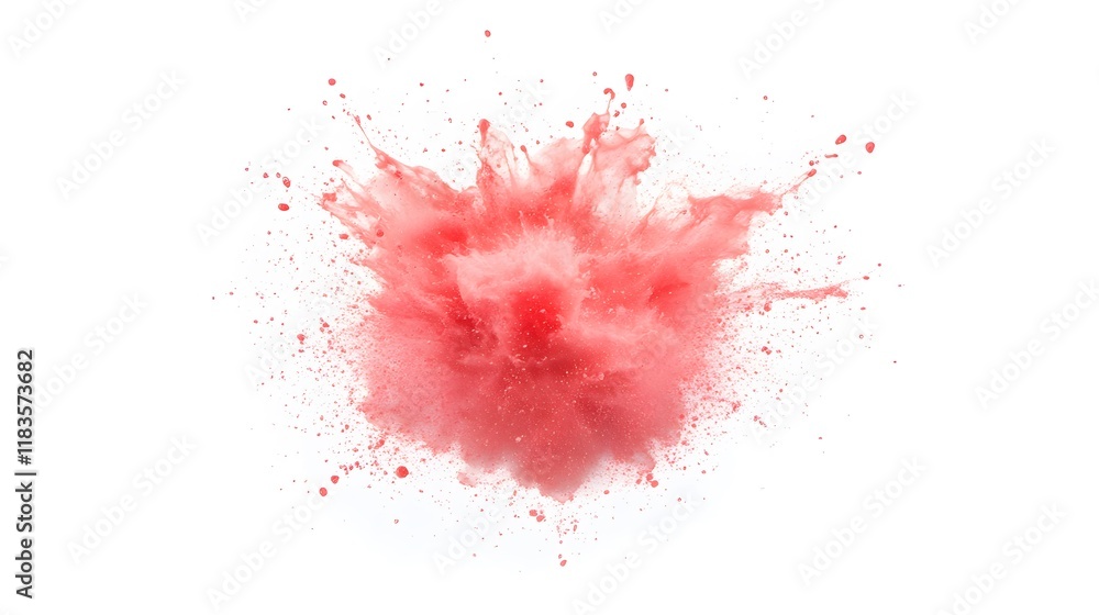 Obraz premium Vibrant Pink Powder Explosion Against a White Background Capturing Dynamic Movement and Energy in Abstract Art Form for Creative Projects